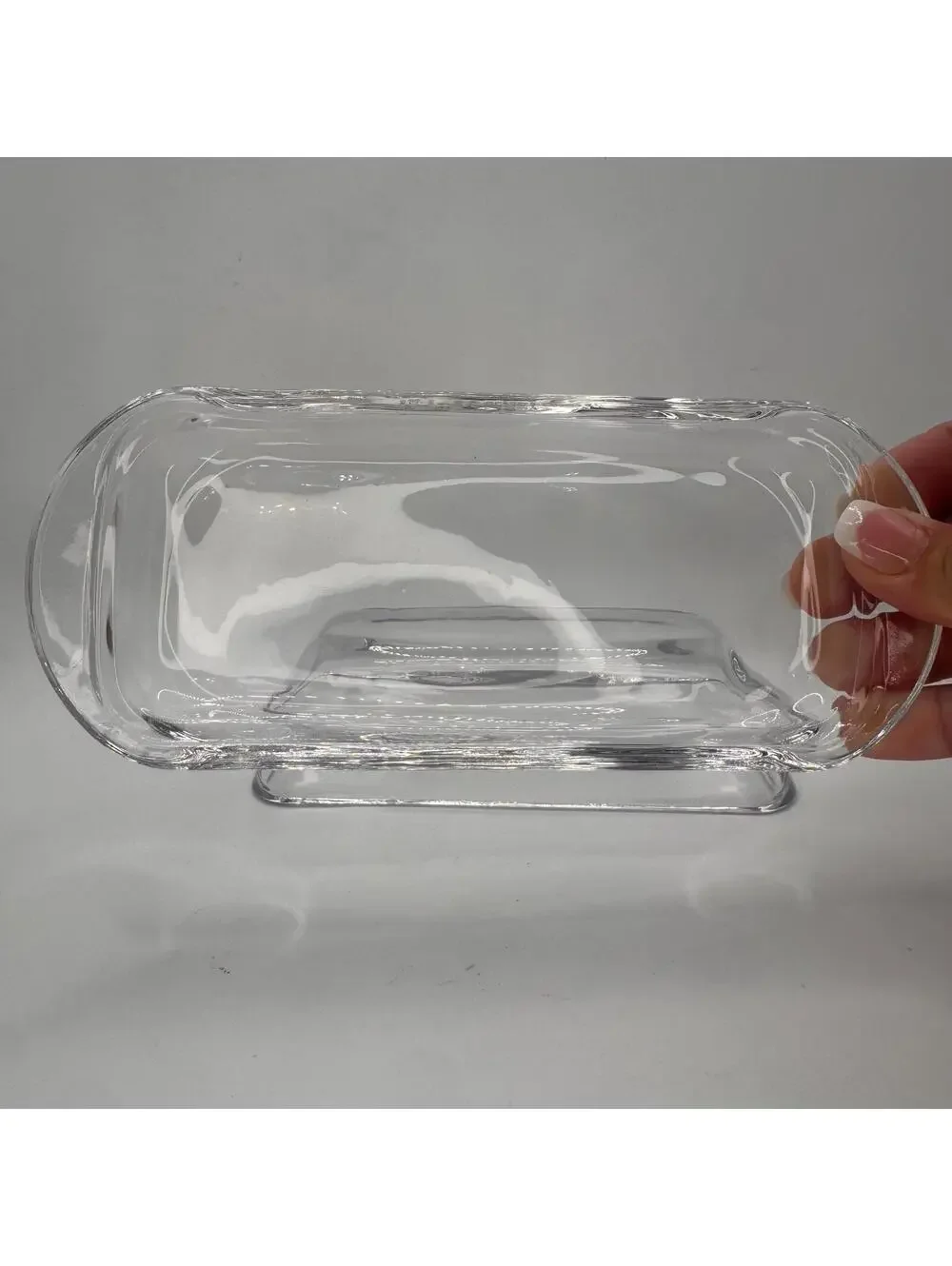 Vintage Clear Glass Butter Dish with Lid | Farmhouse Kitchen Decor, Mid Century